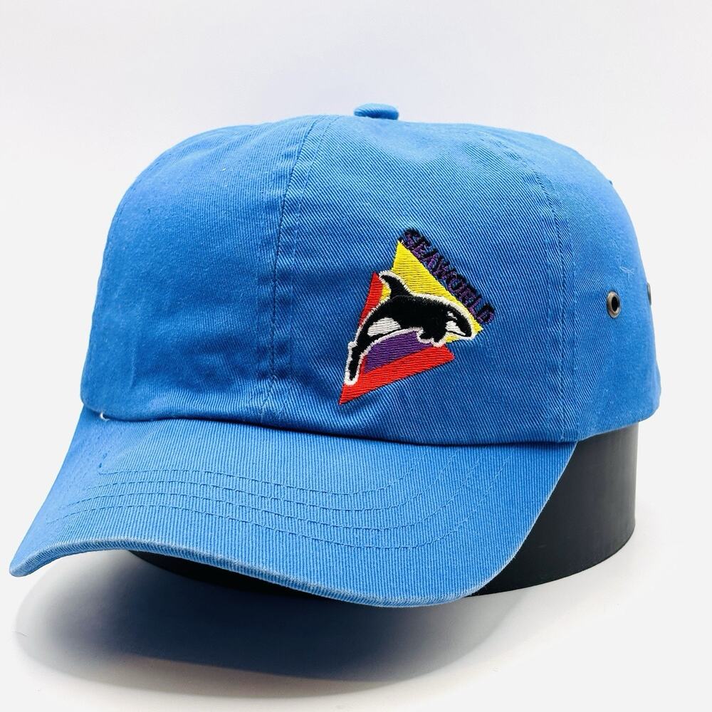 Vintage Seaworld Hat Strapback Blue 90s Shamu Orca Killer Whale